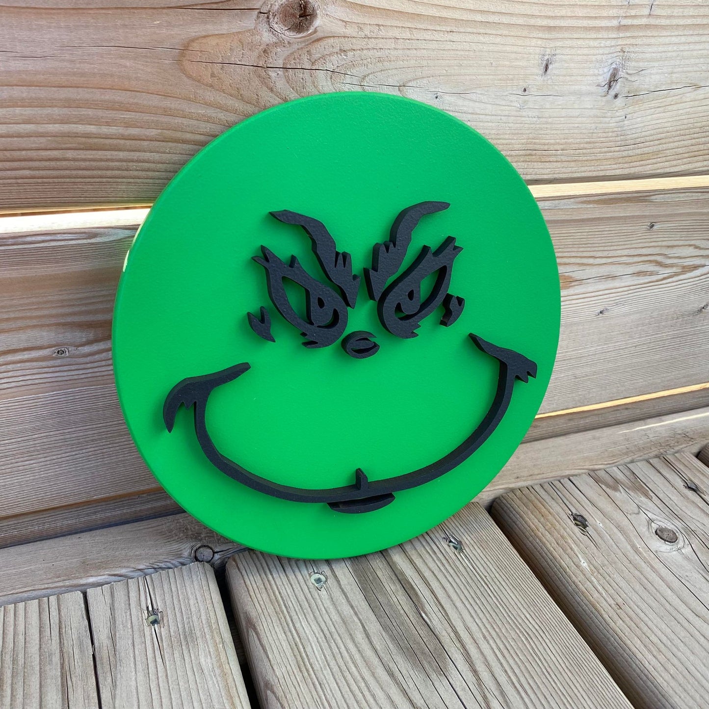 Grinch | Round Wood Sign