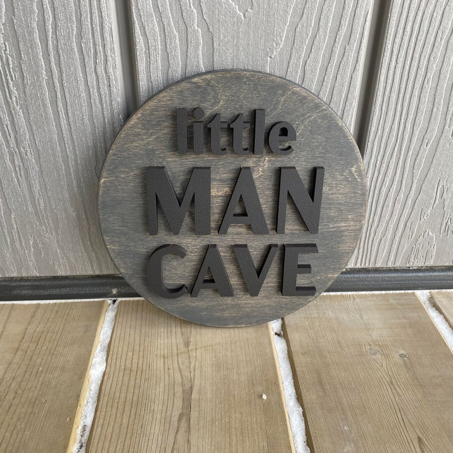 Little Man Cave | Round Wood Sign