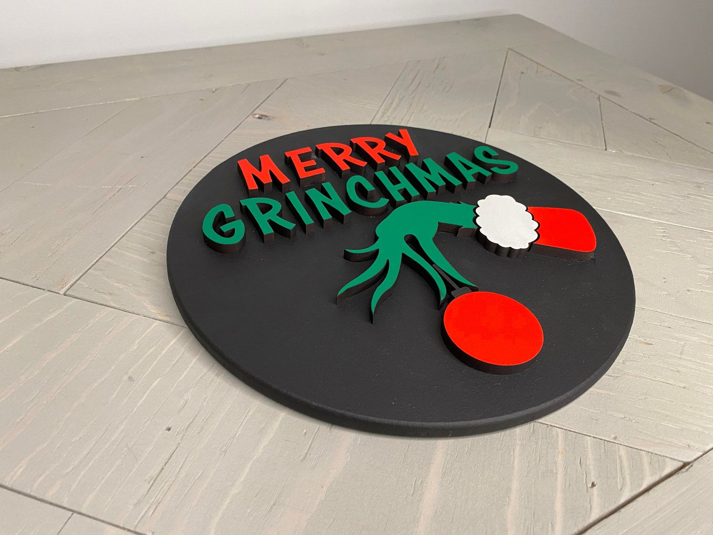 Merry Grinchmas | Round Wood Sign