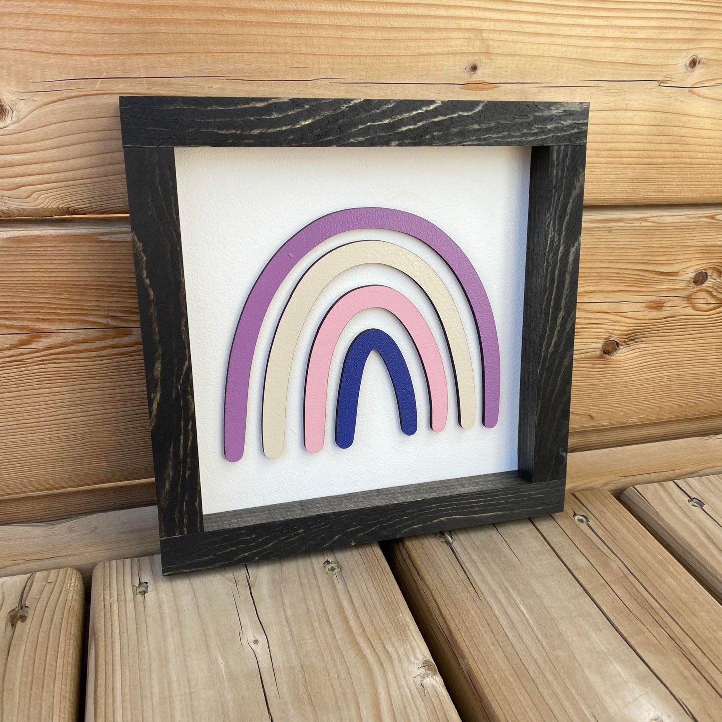 Mini Coloured Rainbow Sign | Wood Sign