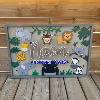 Safari Name Sign Framed 3D