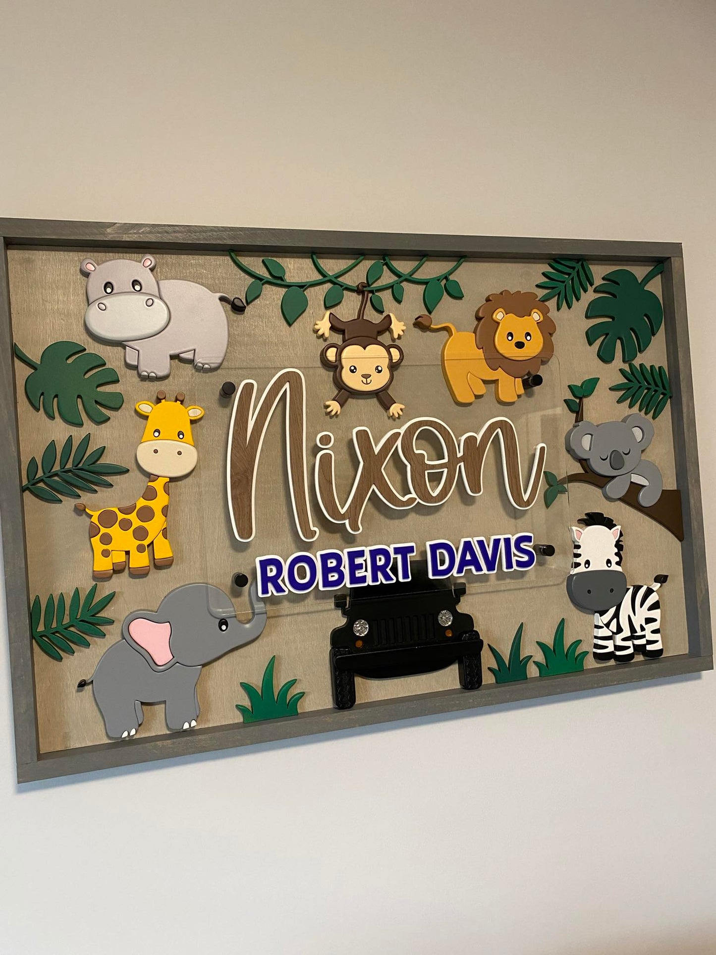 Safari Name Sign Framed 3D