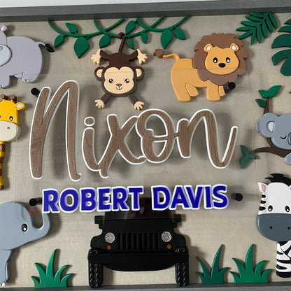 Safari Name Sign Framed 3D