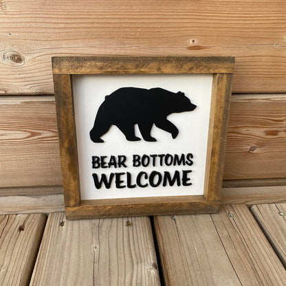 Bear Bottoms Welcome | Wood Sign