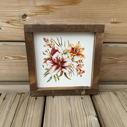 Boho Flower Bouquet | Wood Sign