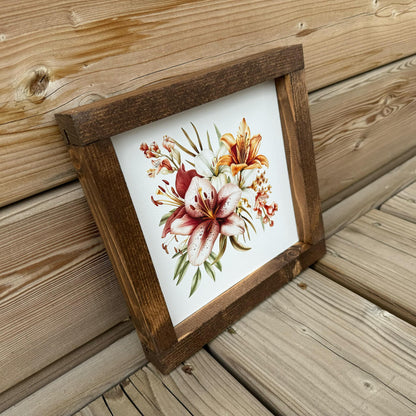 Boho Flower Bouquet | Wood Sign