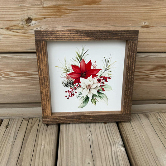 Christmas Flowers | Wood Sign