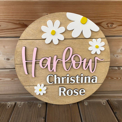 Daisy Name Sign Round 3D