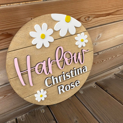 Daisy Name Sign Round 3D