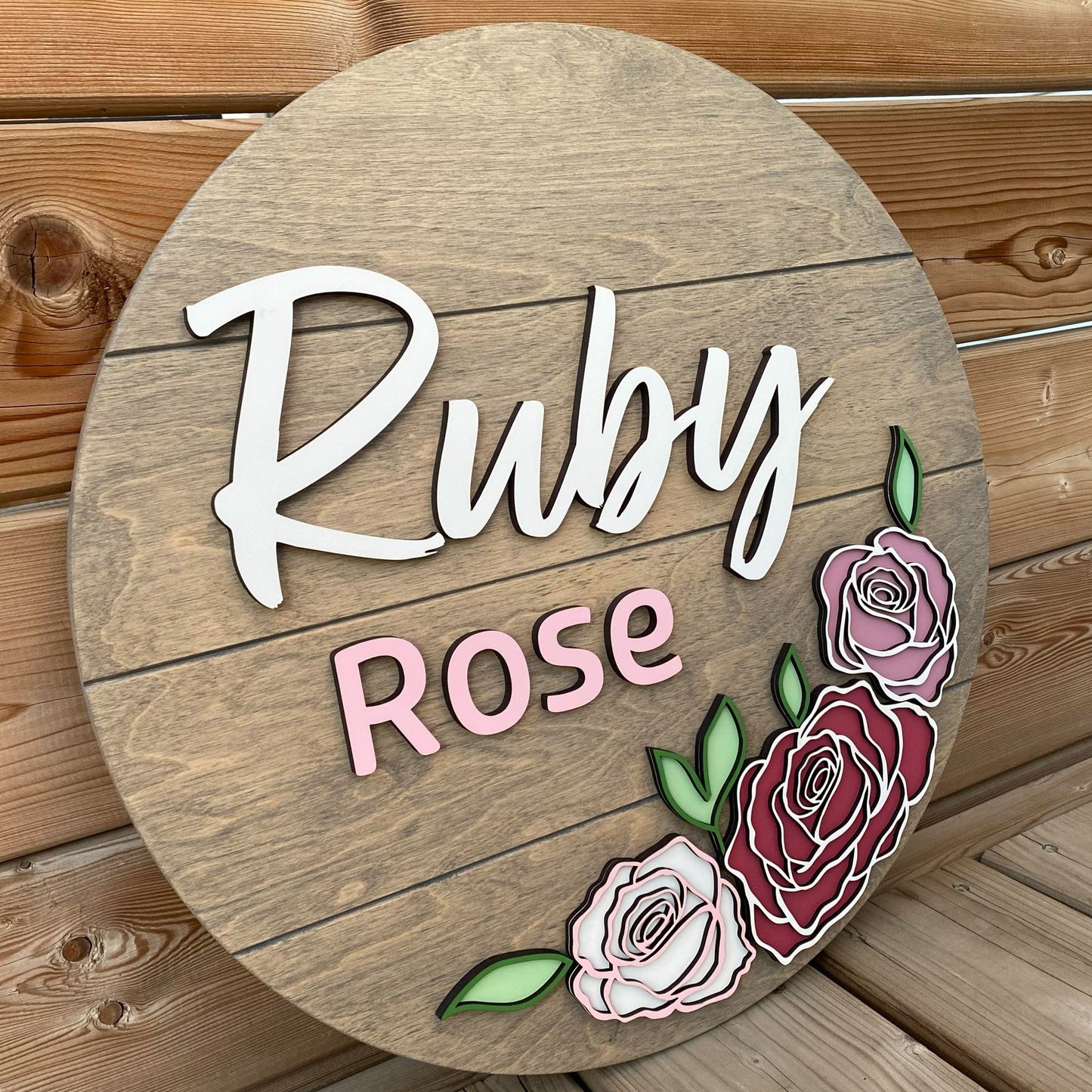 Roses Name Sign Round 3D