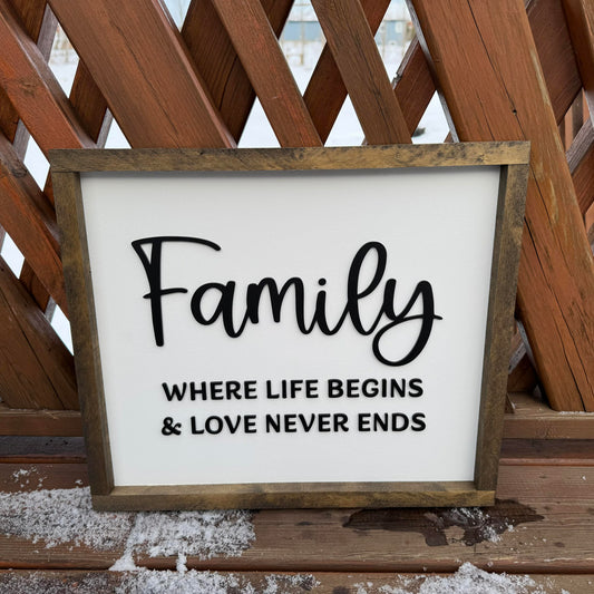 Family Where Life Begins | Wood Sign
