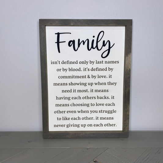 Family Isn't Defined Only By Last Names | Wood Sign