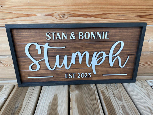 Framed First and Last Name Sign 3D