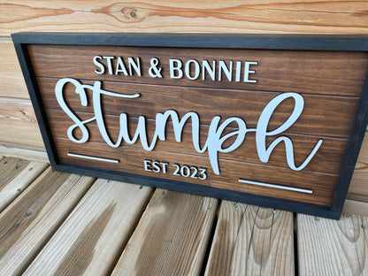 Framed First and Last Name Sign 3D