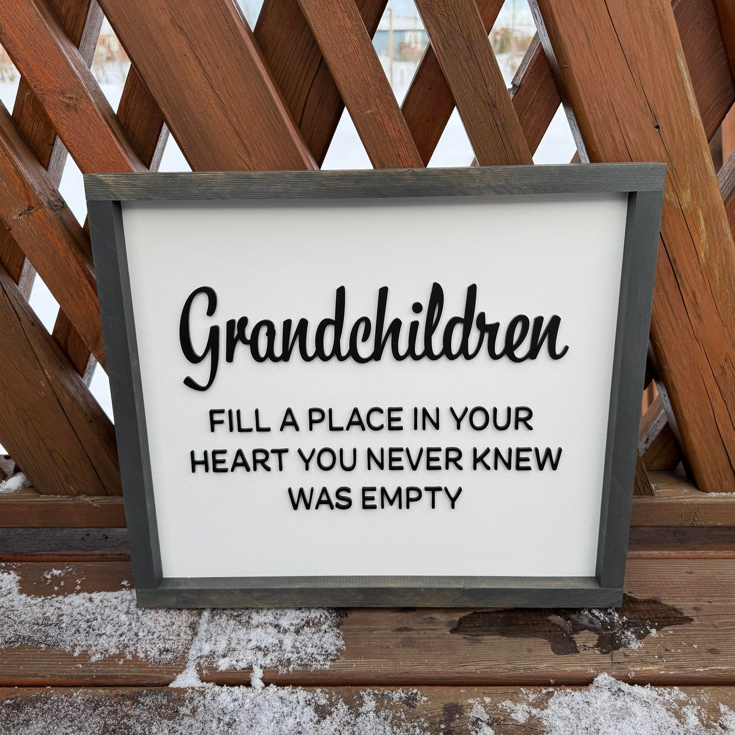 Grandchildren Fill A Place In Your Heart | Wood Sign