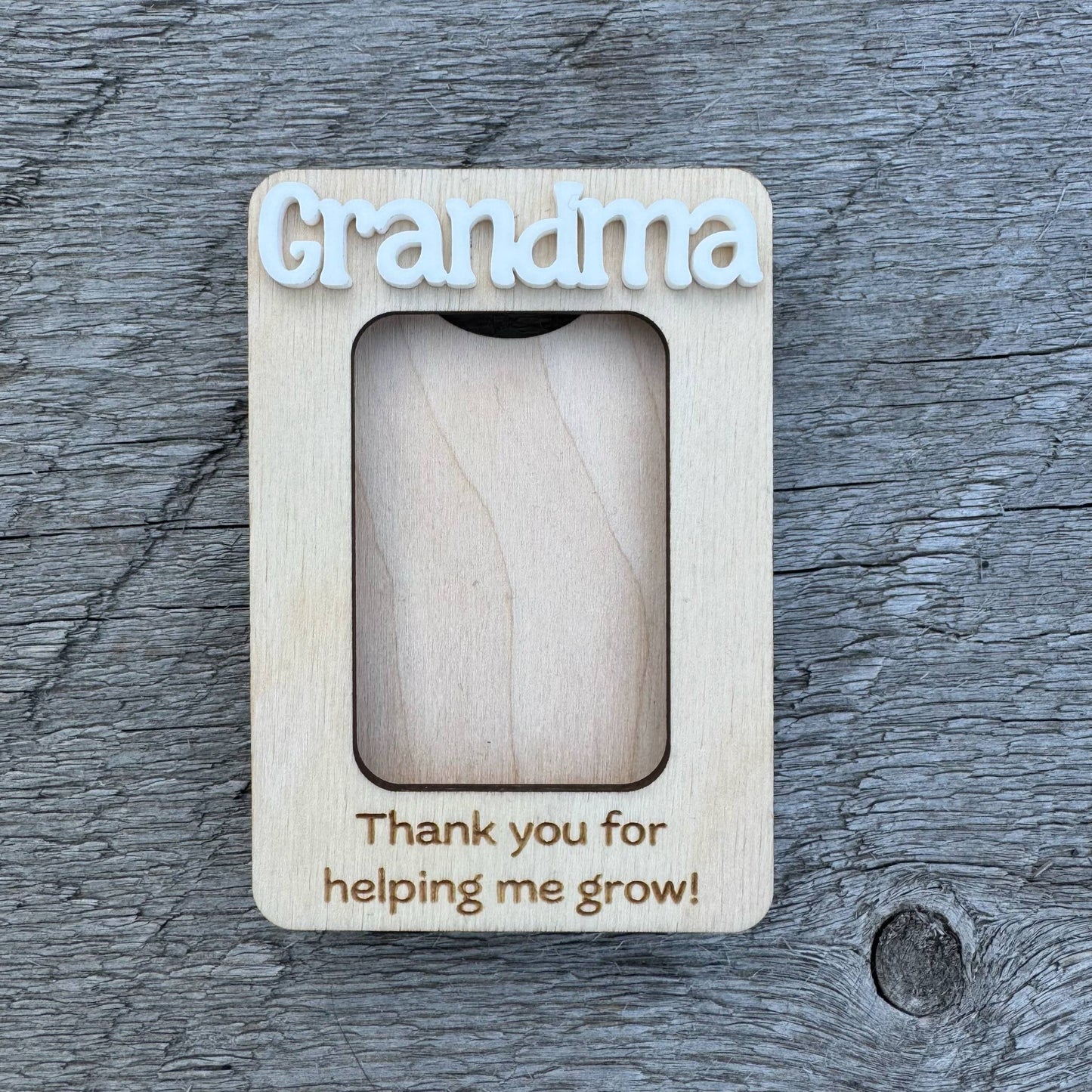 Grandma Thank You For Helping Us/Me Grow | Mini Picture Frame Magnet