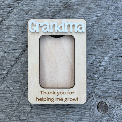Grandma Thank You For Helping Us/Me Grow | Mini Picture Frame Magnet