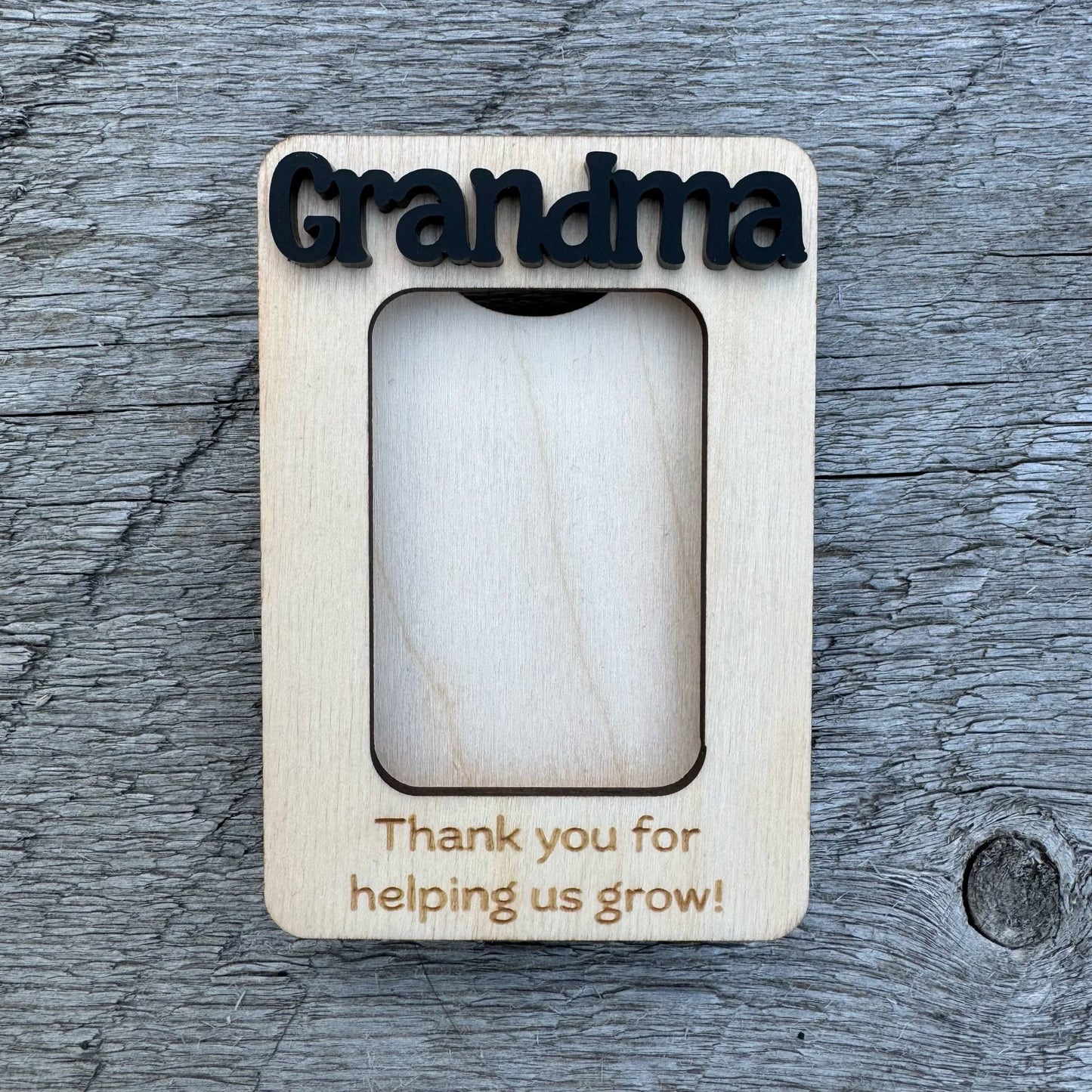 Grandma Thank You For Helping Us/Me Grow | Mini Picture Frame Magnet