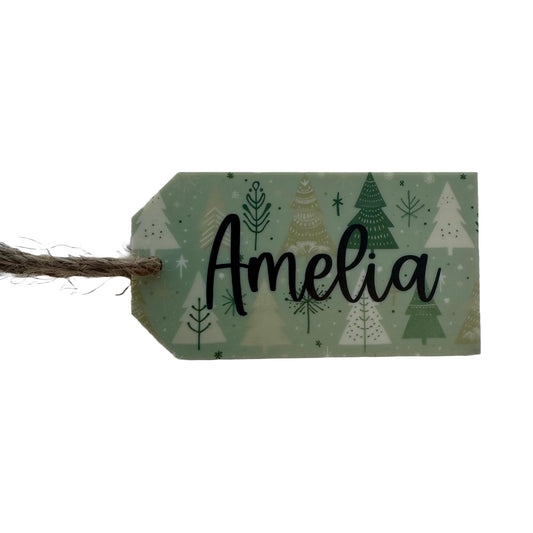 Green Boho Christmas Tree | Personalized Acrylic Gift Tag