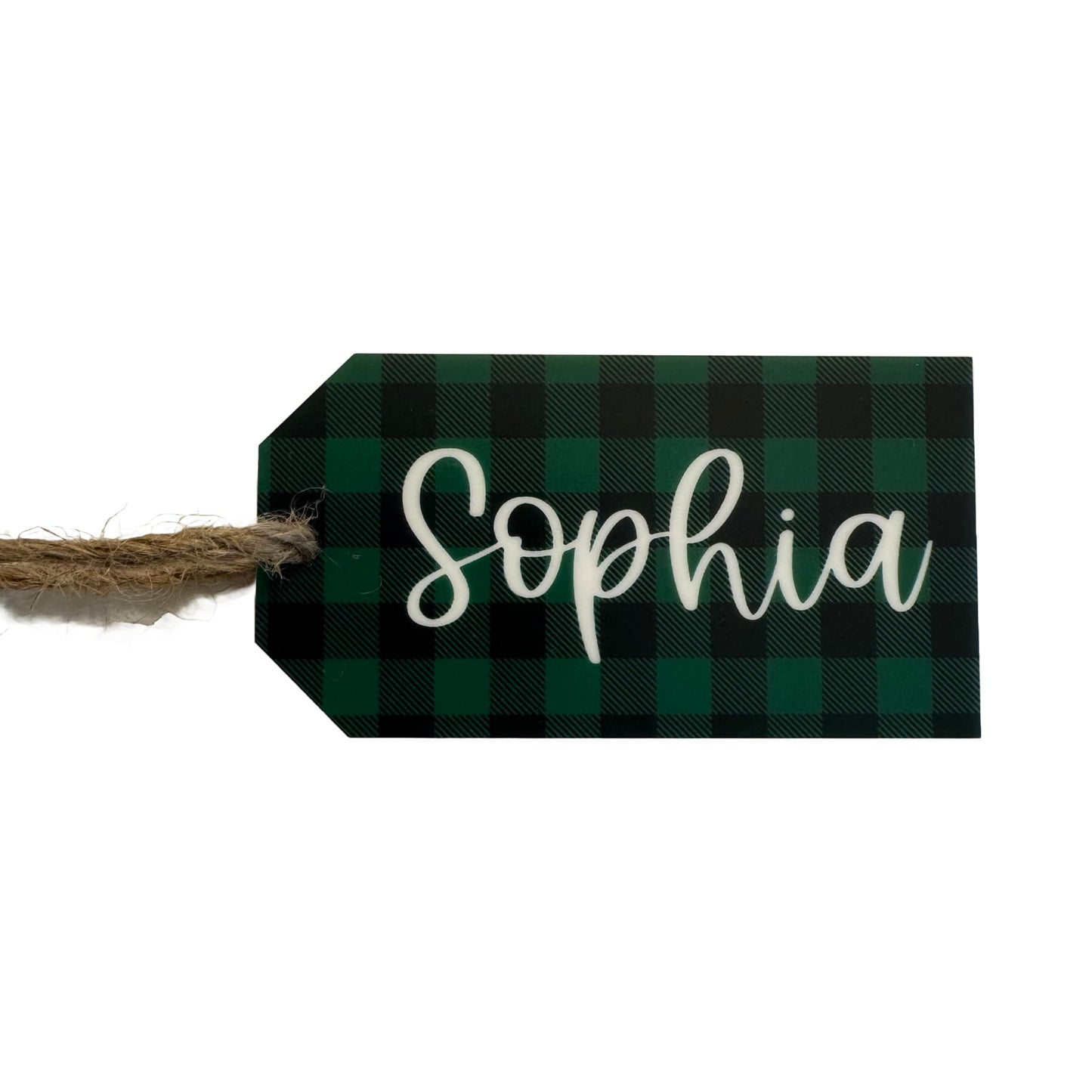 Green Buffalo Plaid | Personalized Acrylic Gift Tag