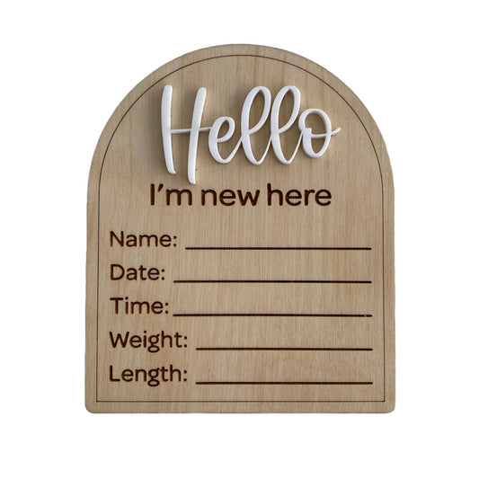 Hello World Arch | Birth Announcement Sign 3D