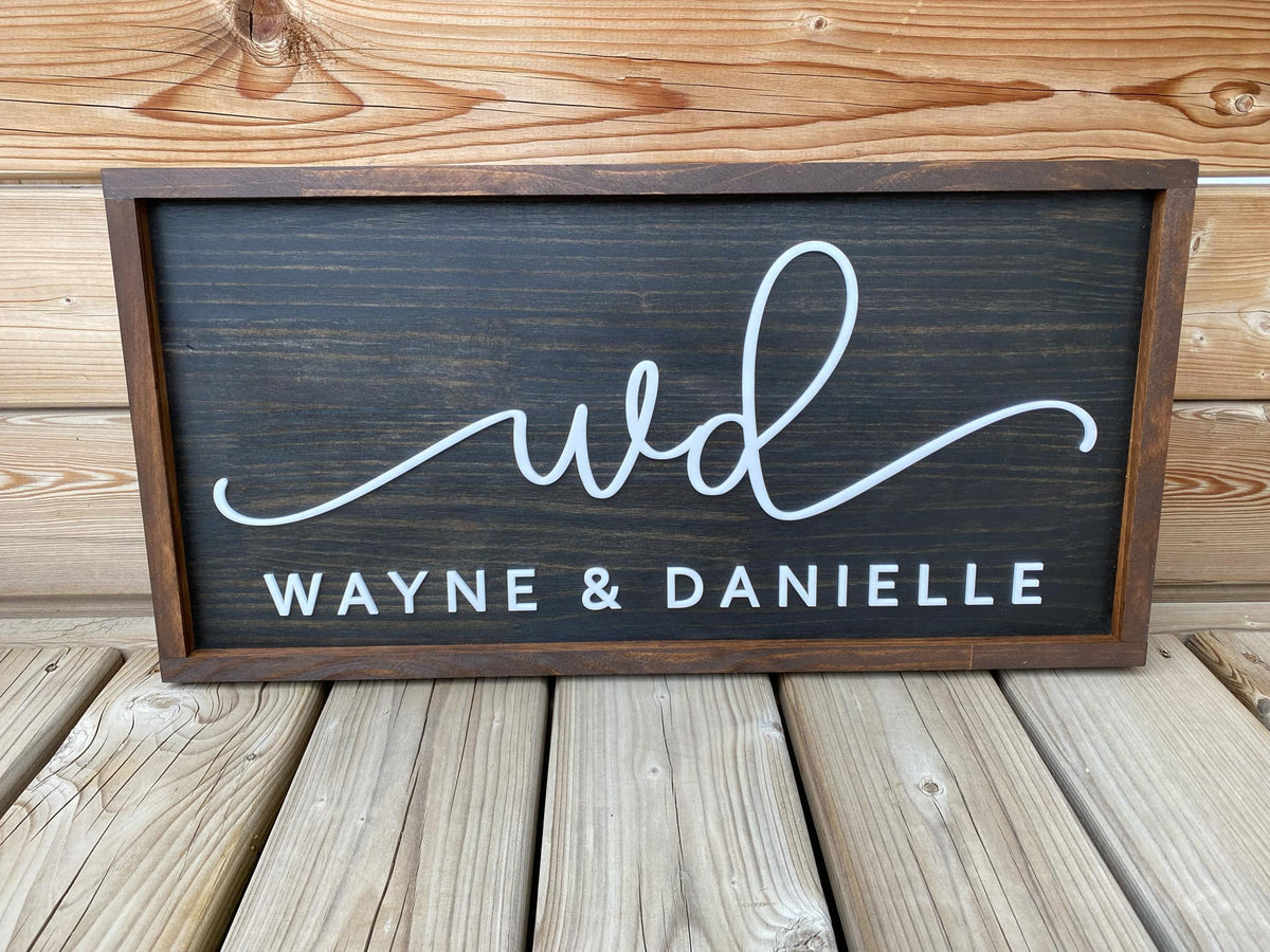 First Names & Initials | Custom Framed Name Wood Sign