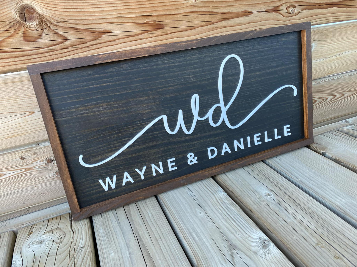 First Names & Initials | Custom Framed Name Wood Sign