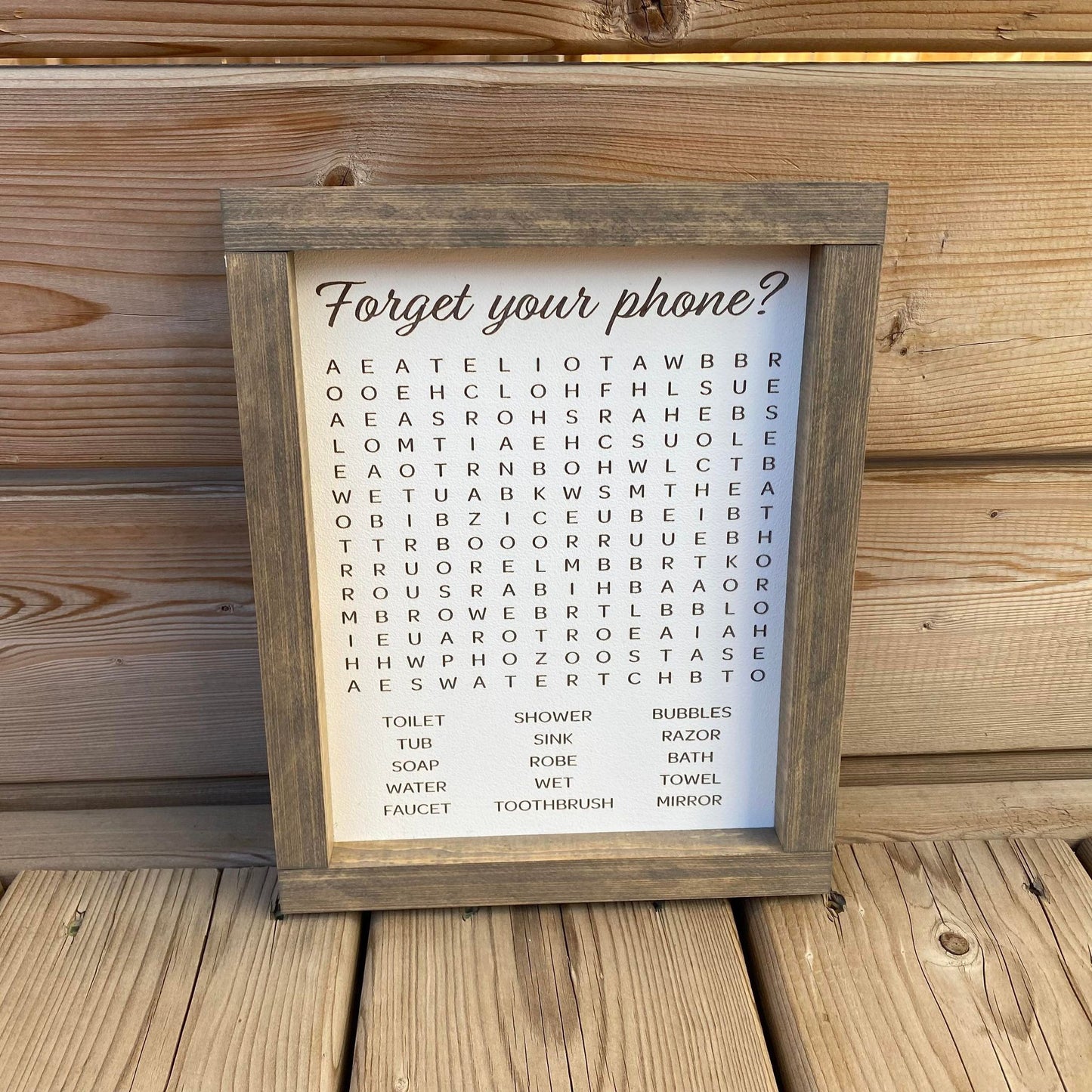 Bathroom Word Search Mini | Wood Sign