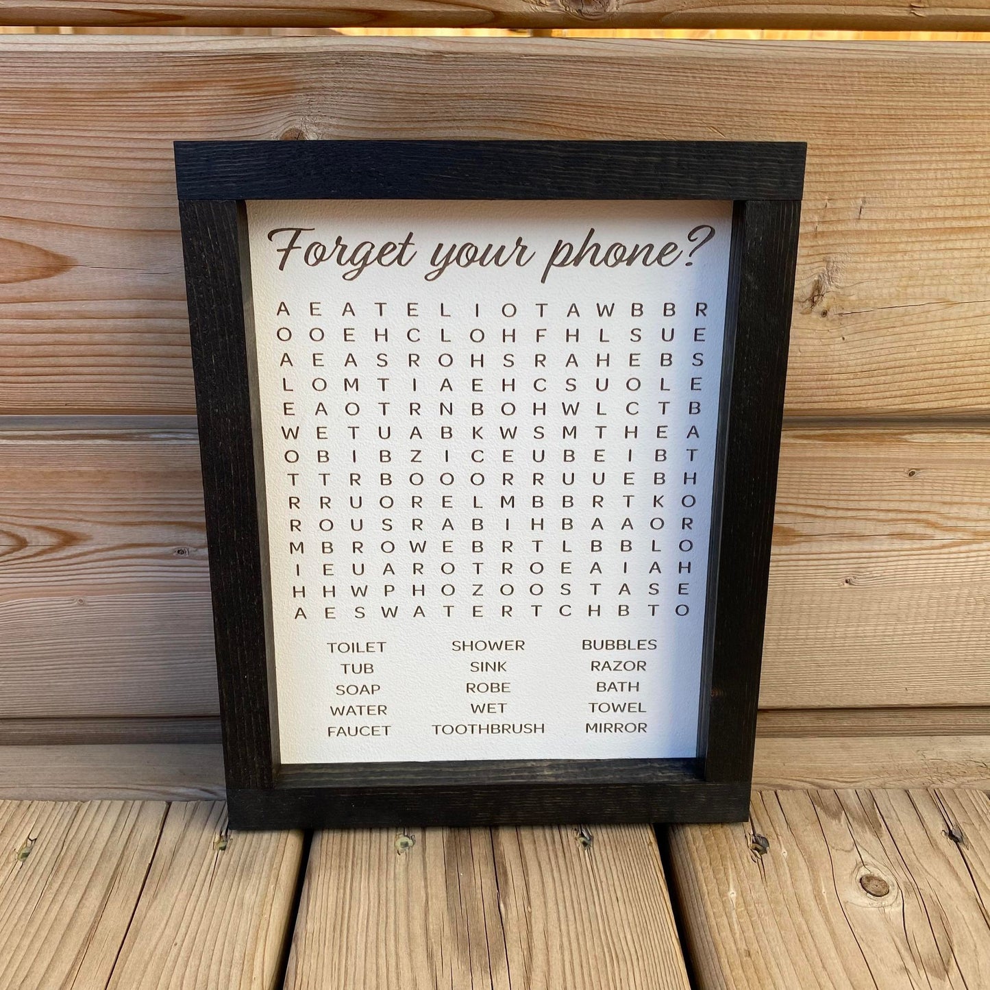 Bathroom Word Search Mini | Wood Sign