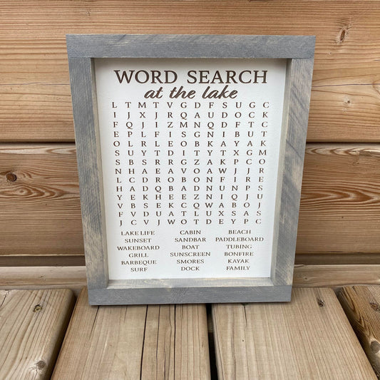 Bathroom Lake Word Search Mini | Wood Sign