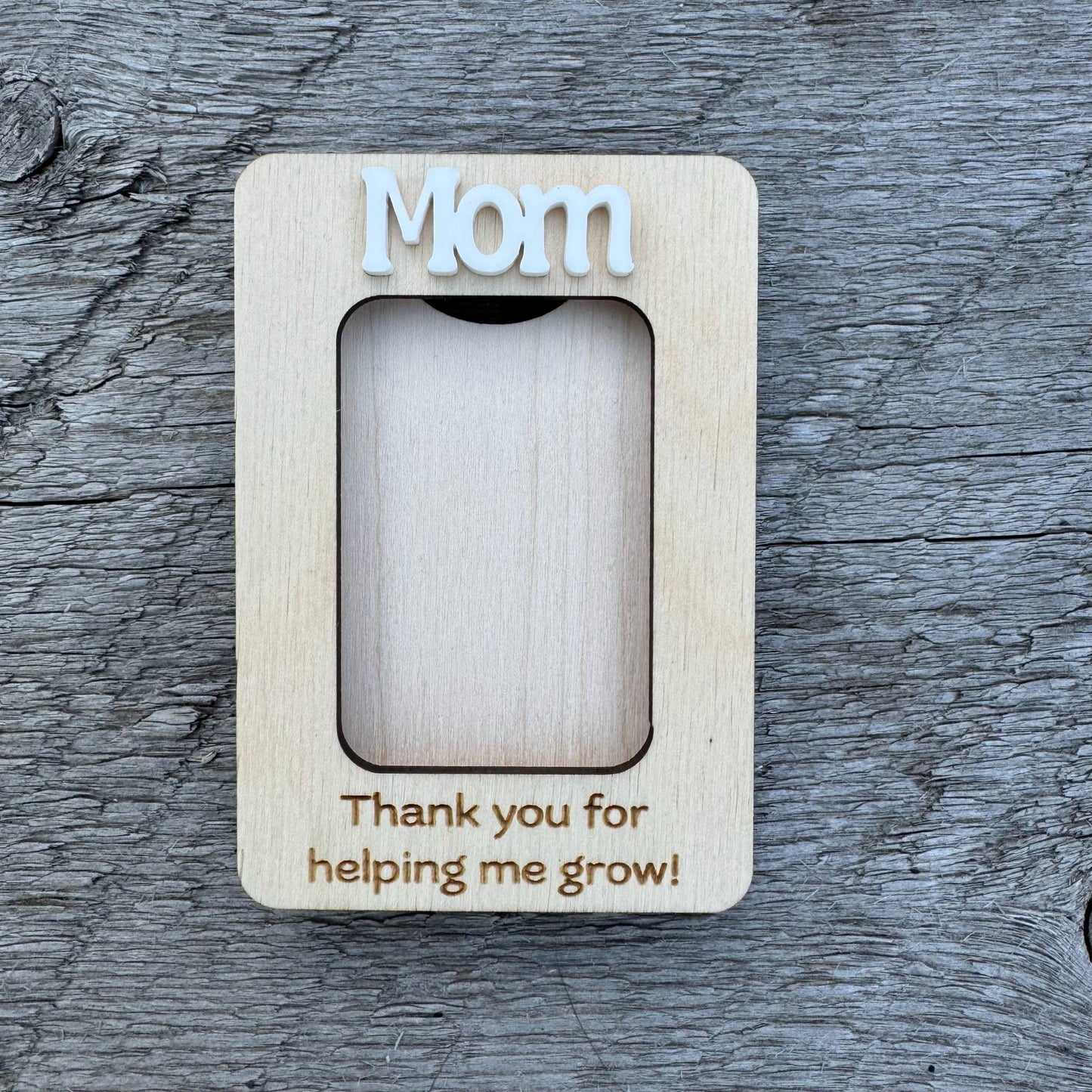 Mom Thank You For Helping Us/Me Grow | Mini Picture Frame Magnet