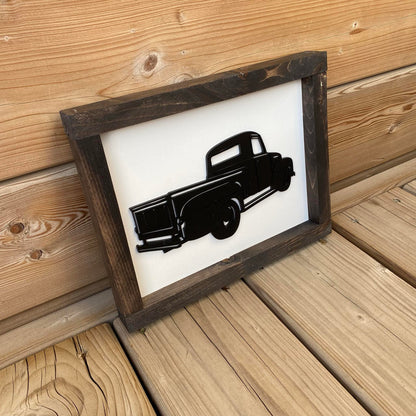 Rear View Pickup Truck | Wood Sign