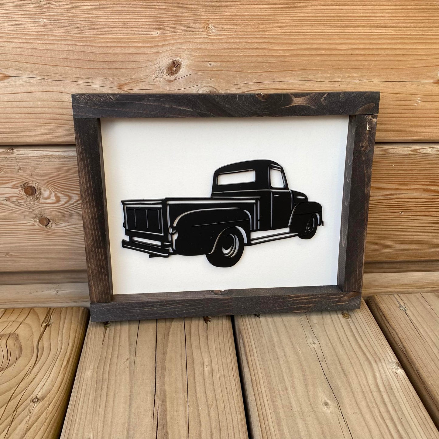 Rear View Pickup Truck | Wood Sign