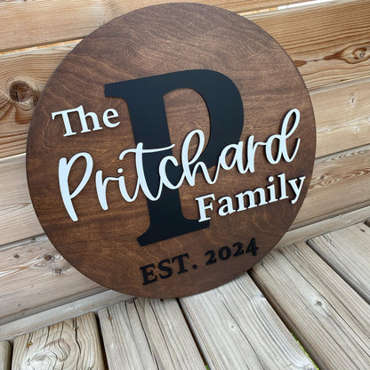 Round Family Name Sign 3D