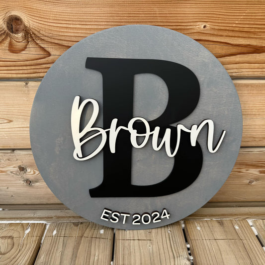 Family Name | Custom Name Round Wood Sign