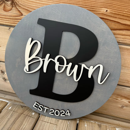 Family Name | Custom Name Round Wood Sign