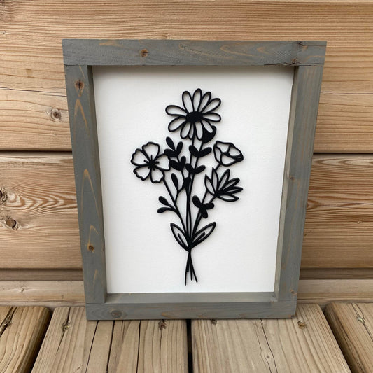 The Daisy Lotus Bouquet | Wood Sign