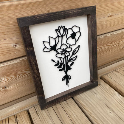 The Lily Lotus Bouquet | Wood Sign