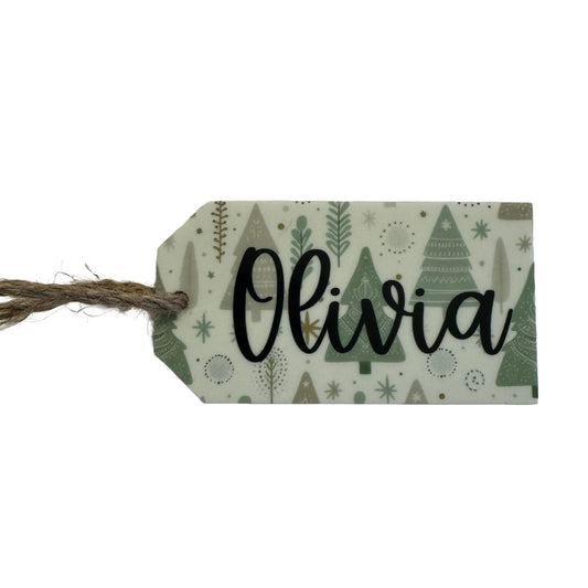 White Boho Christmas Tree | Personalized Acrylic Gift Tag