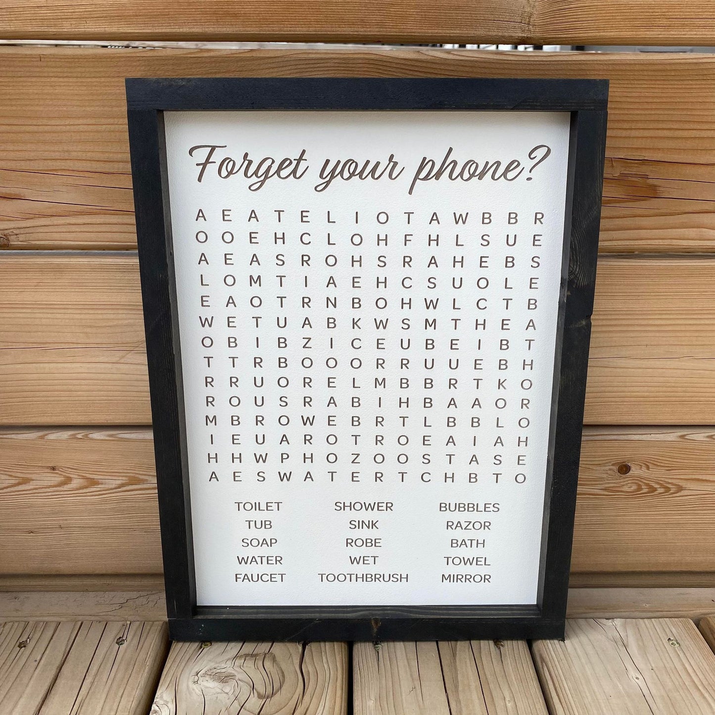 Bathroom Word Search | Wood Sign