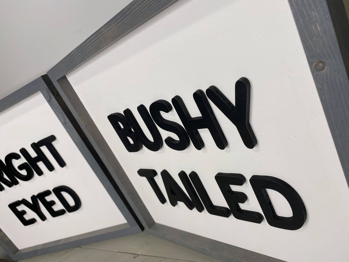 Bushey Sign Bright Eyed Bushy Tailed | Wood Sign – Barnworx Furnishings & Decor Inc