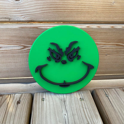 Grinch | Round Wood Sign