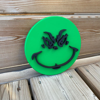 Grinch | Round Wood Sign