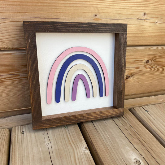 Mini Coloured Rainbow Sign | Wood Sign