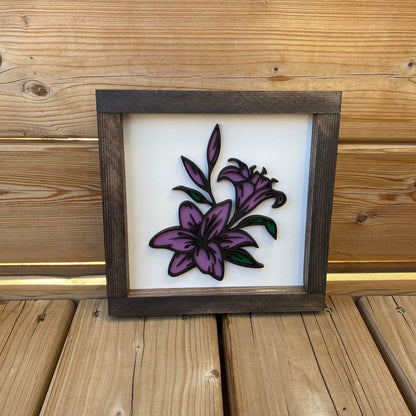 Spring Lily Coloured | Wood Sign