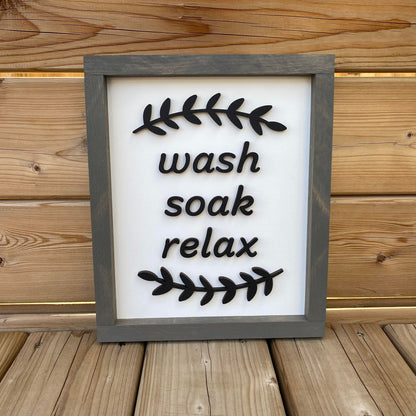 Wash Soak Relax | Wood Sign