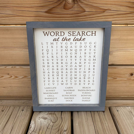 Bathroom Lake Word Search | Wood Sign