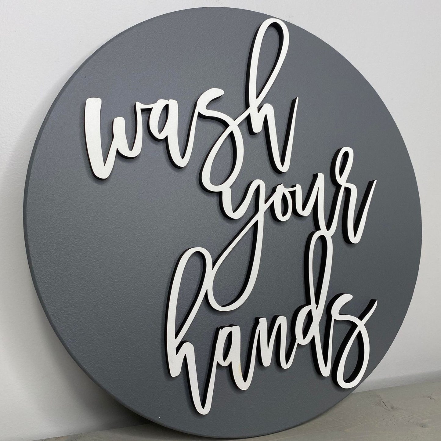 Wash Your Hands | Round Wood Sign