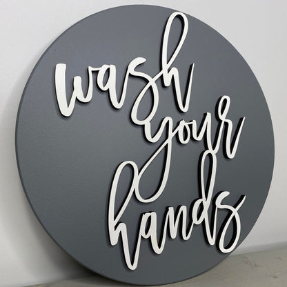 Wash Your Hands | Round Wood Sign